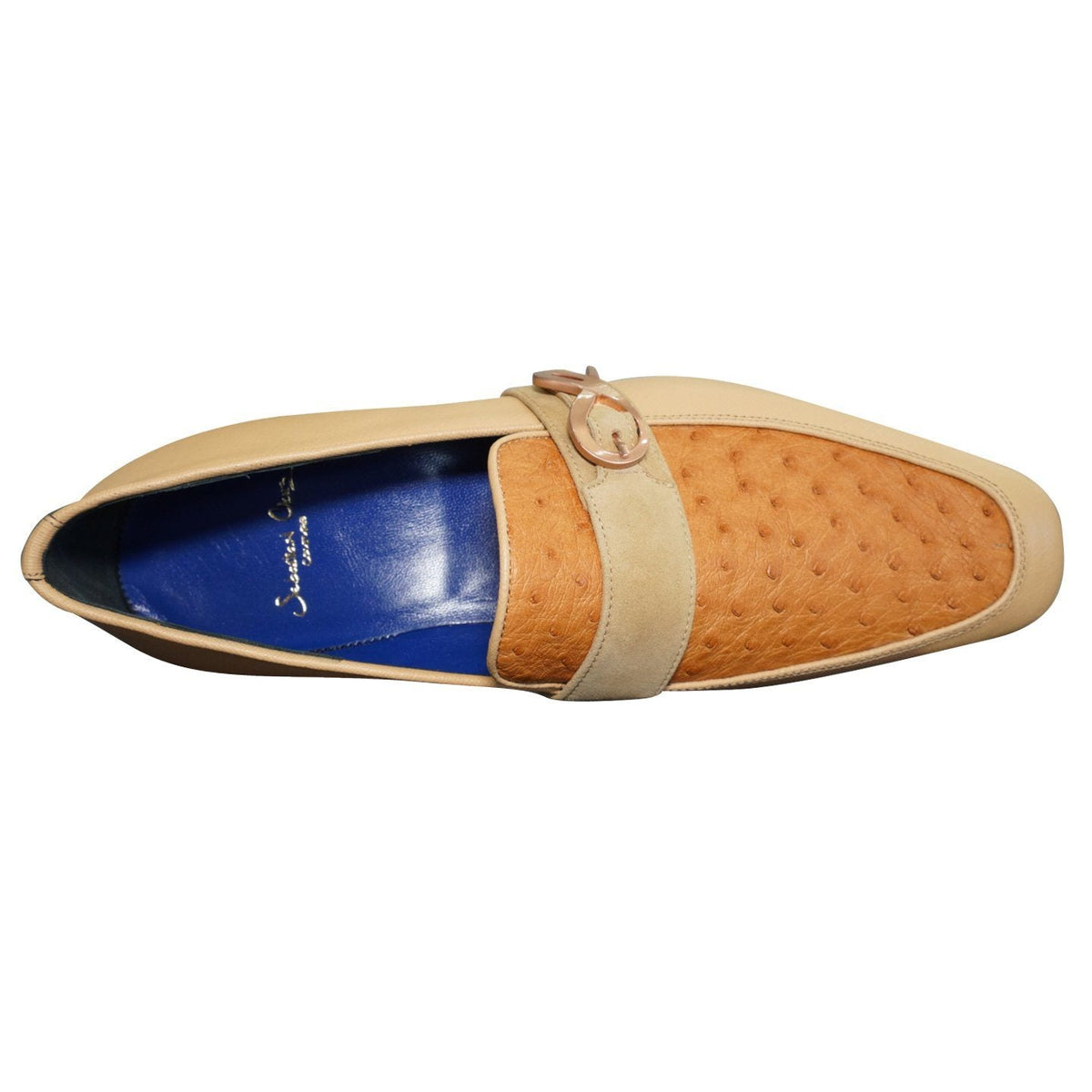 Tuscan Ostrich Monk Rose Gold Loafer-6