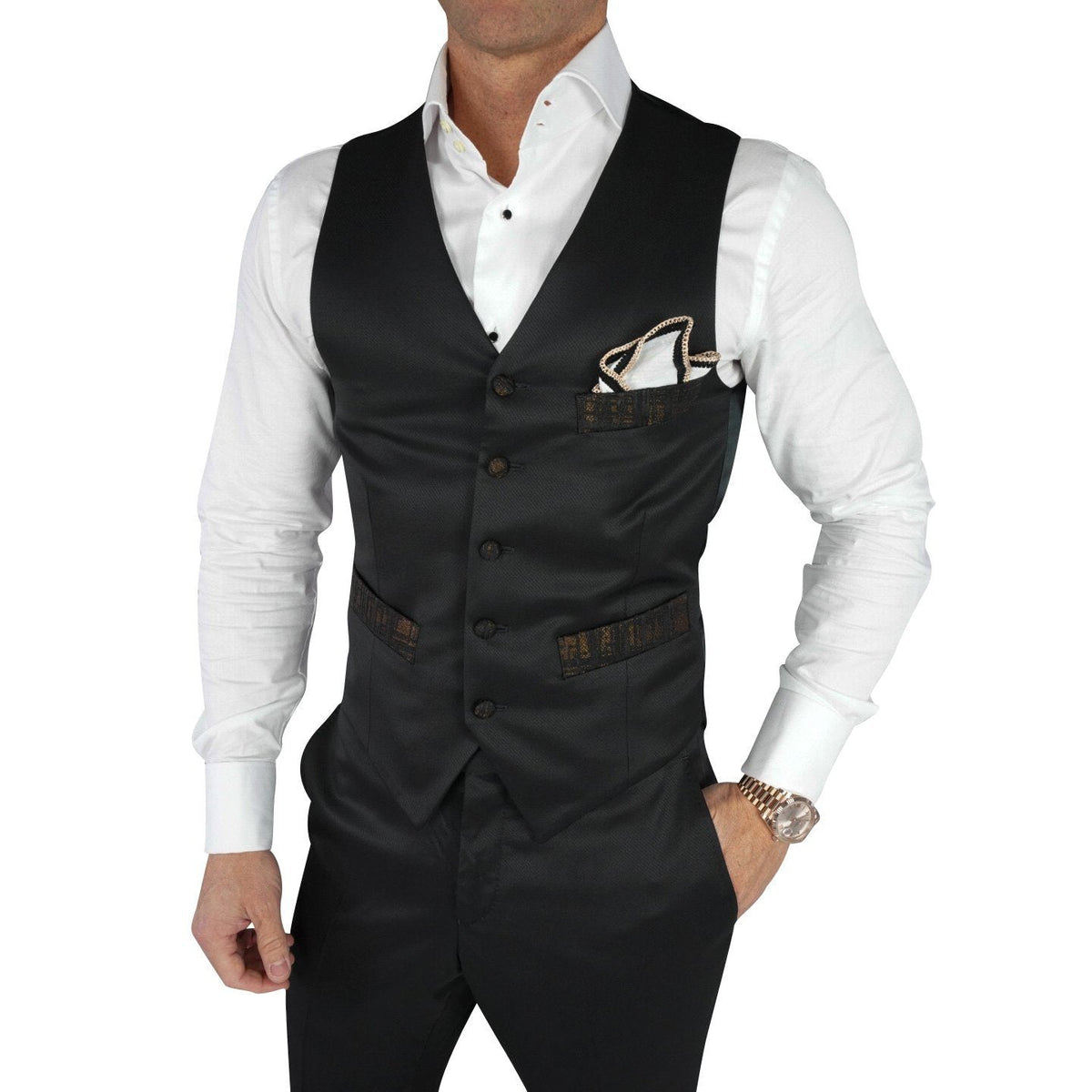 Black Bronze Astrato Naked Ciottoli Waistcoat @ The Vault