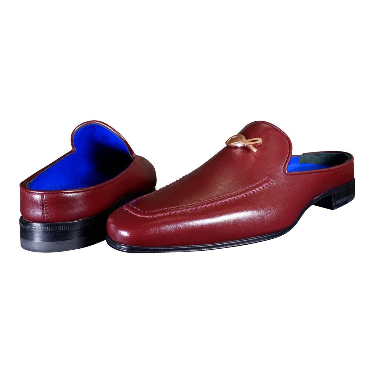 Bordo With Rose Gold Hardware Leather Slippers-4
