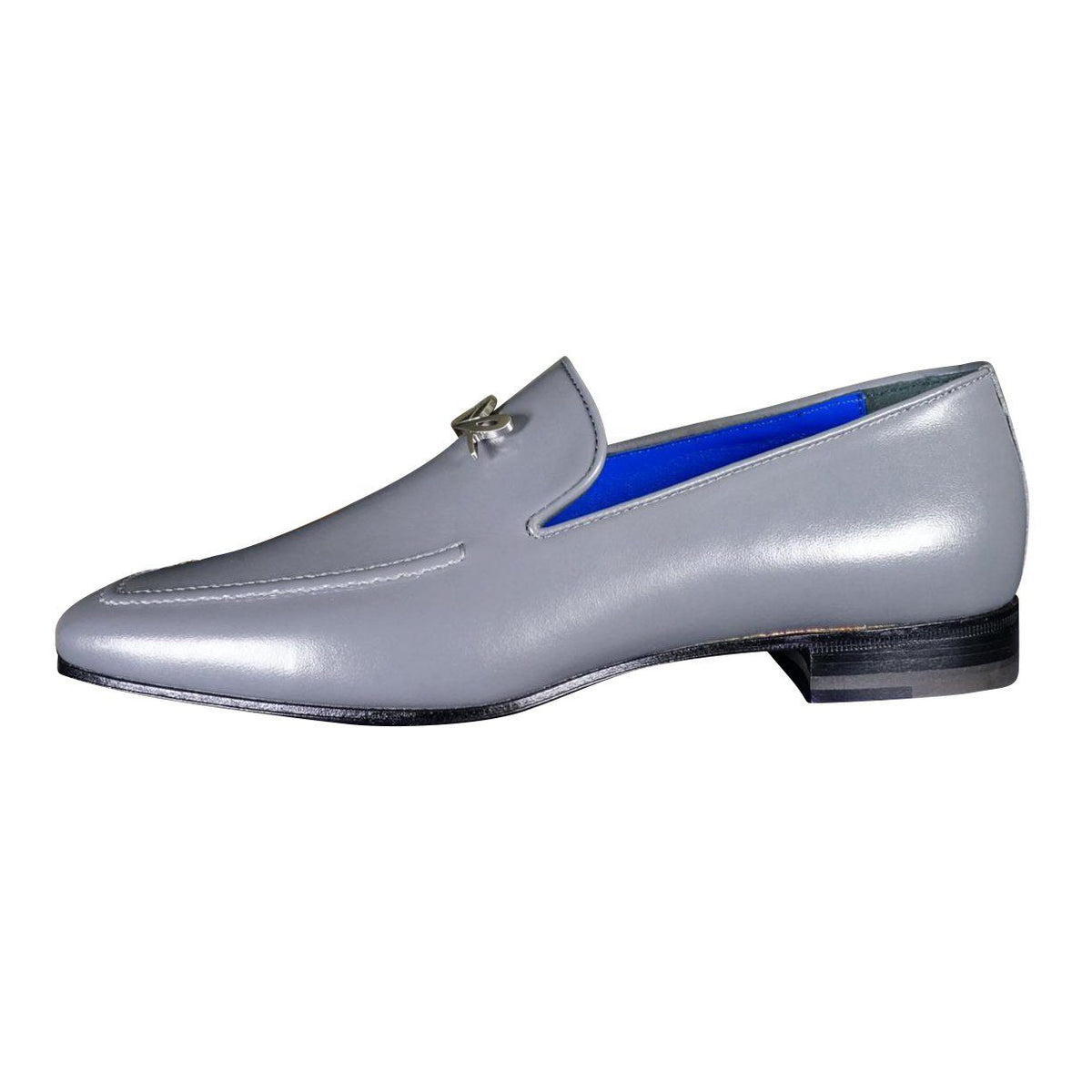 Grafite With Silver Hardware Leather Loafers-4