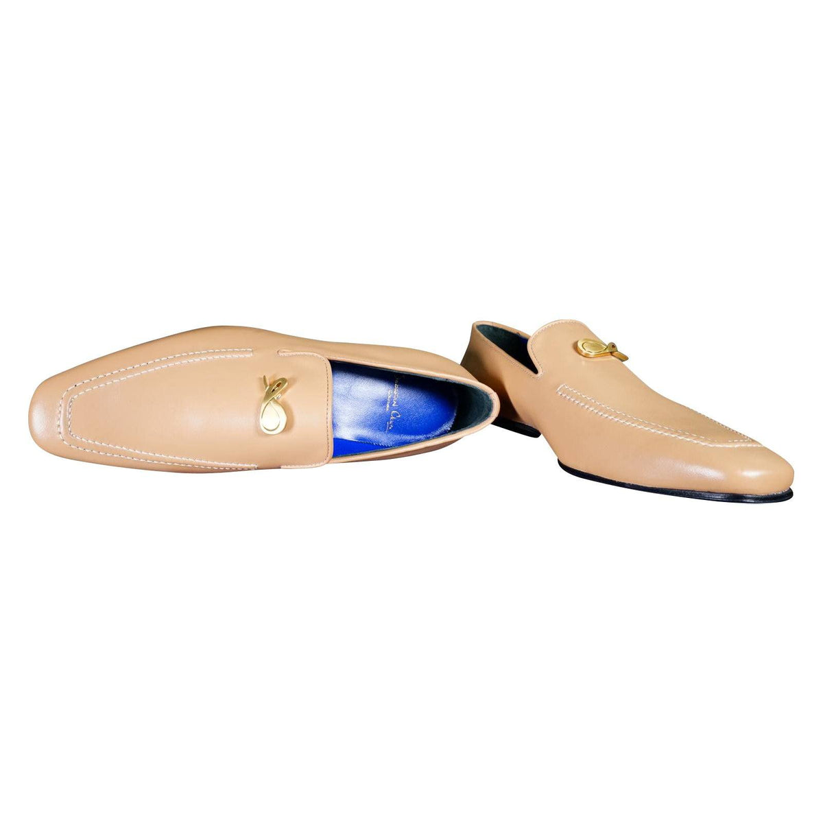 Latte With Yellow Gold Hardware Leather Loafers-4