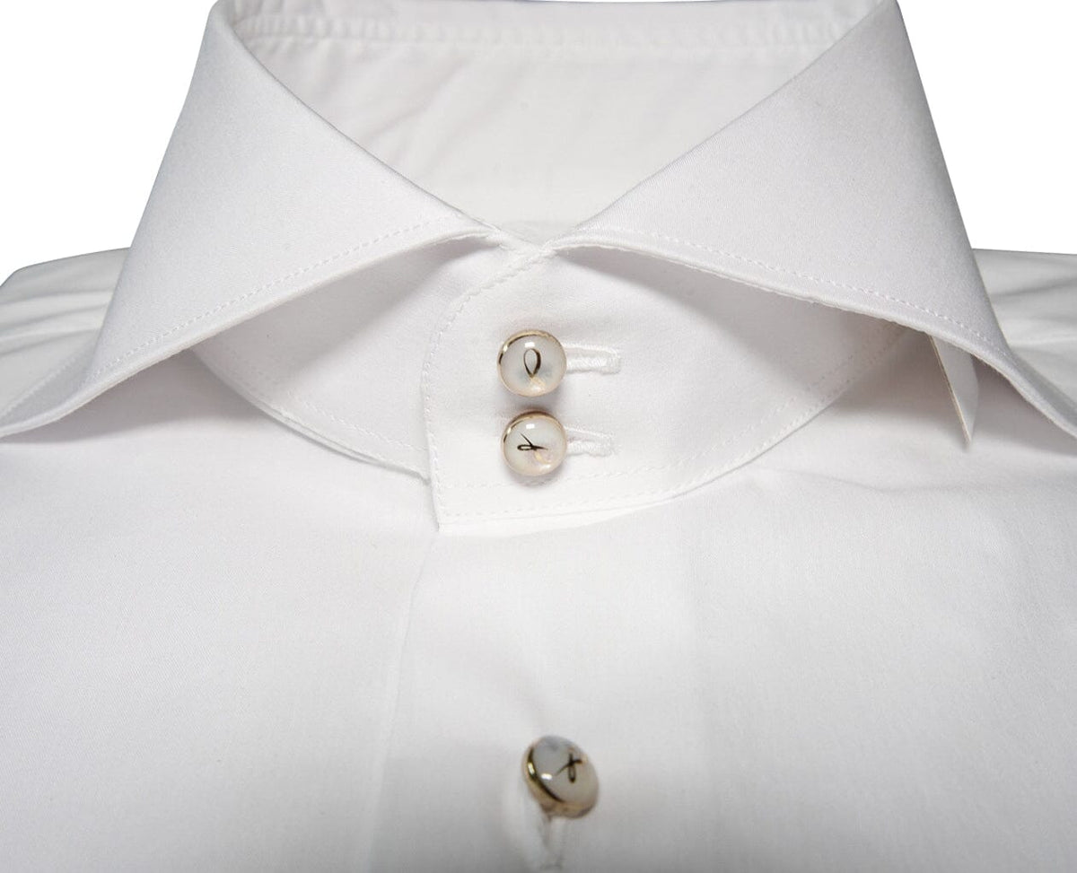 White Classico Signature Gold Tuxedo Shirt-3
