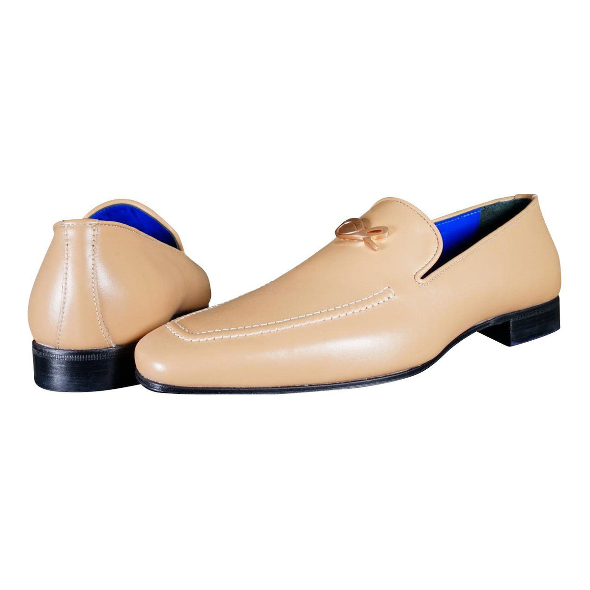 Latte With Rose Gold Hardware Leather Loafers-5