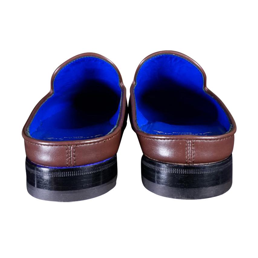 Cacao With Silver Hardware Leather Slipper-6