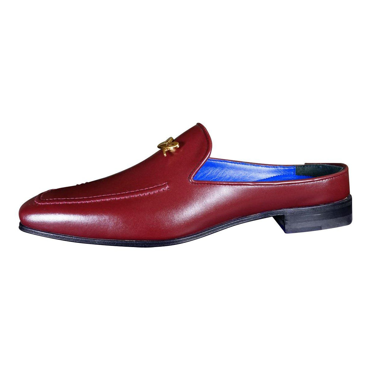 Bordo With Yellow Gold Hardware Leather Slippers-6