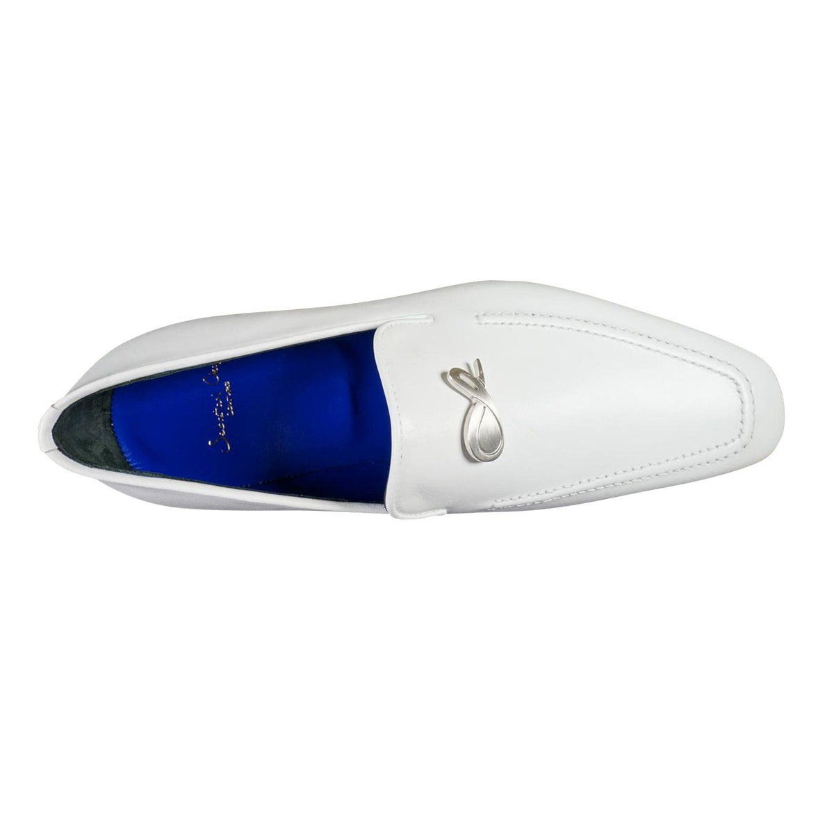 Bianco With Silver Hardware Leather Loafers-6