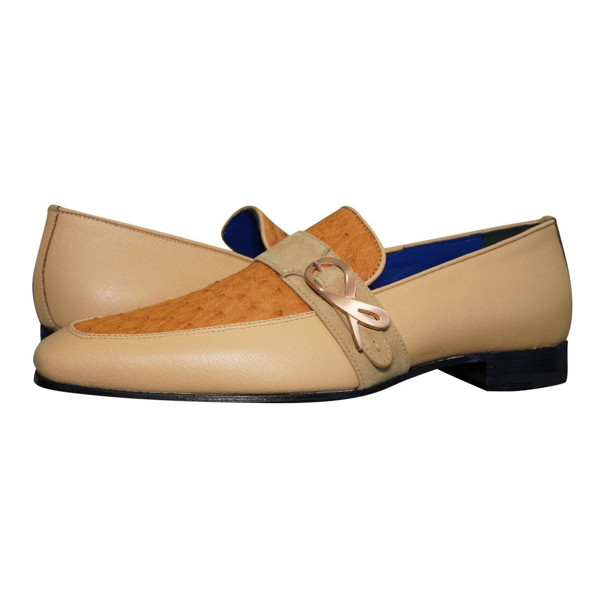 Tuscan Ostrich Monk Rose Gold Loafer-4