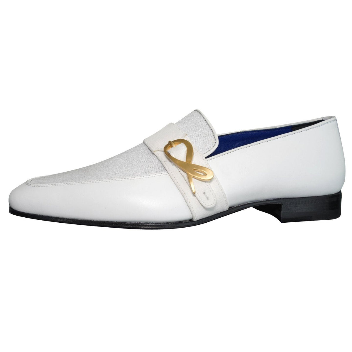 White Diamante Leather Monk Yellow Gold Loafers @ The Vault-5