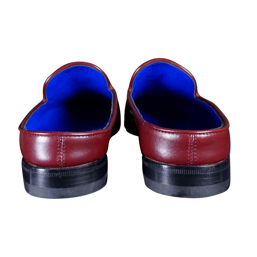 Bordo With Yellow Gold Hardware Leather Slippers-7