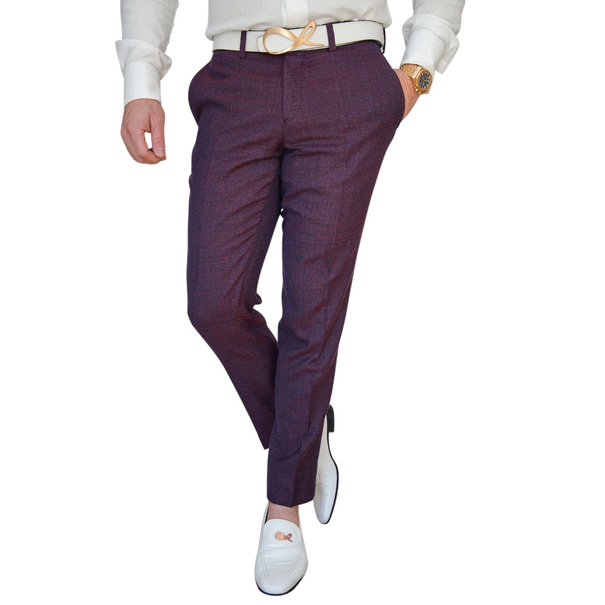 Aubergine Tweed Trousers