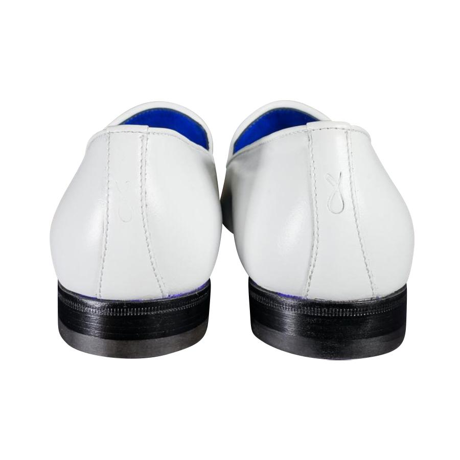 Bianco With Silver Hardware Leather Loafers-9
