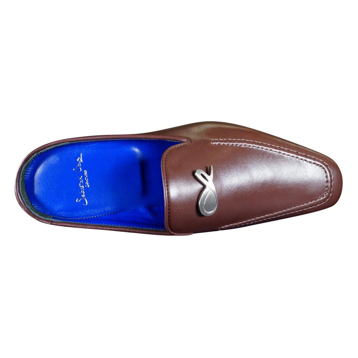 Cacao With Silver Hardware Leather Slipper-7