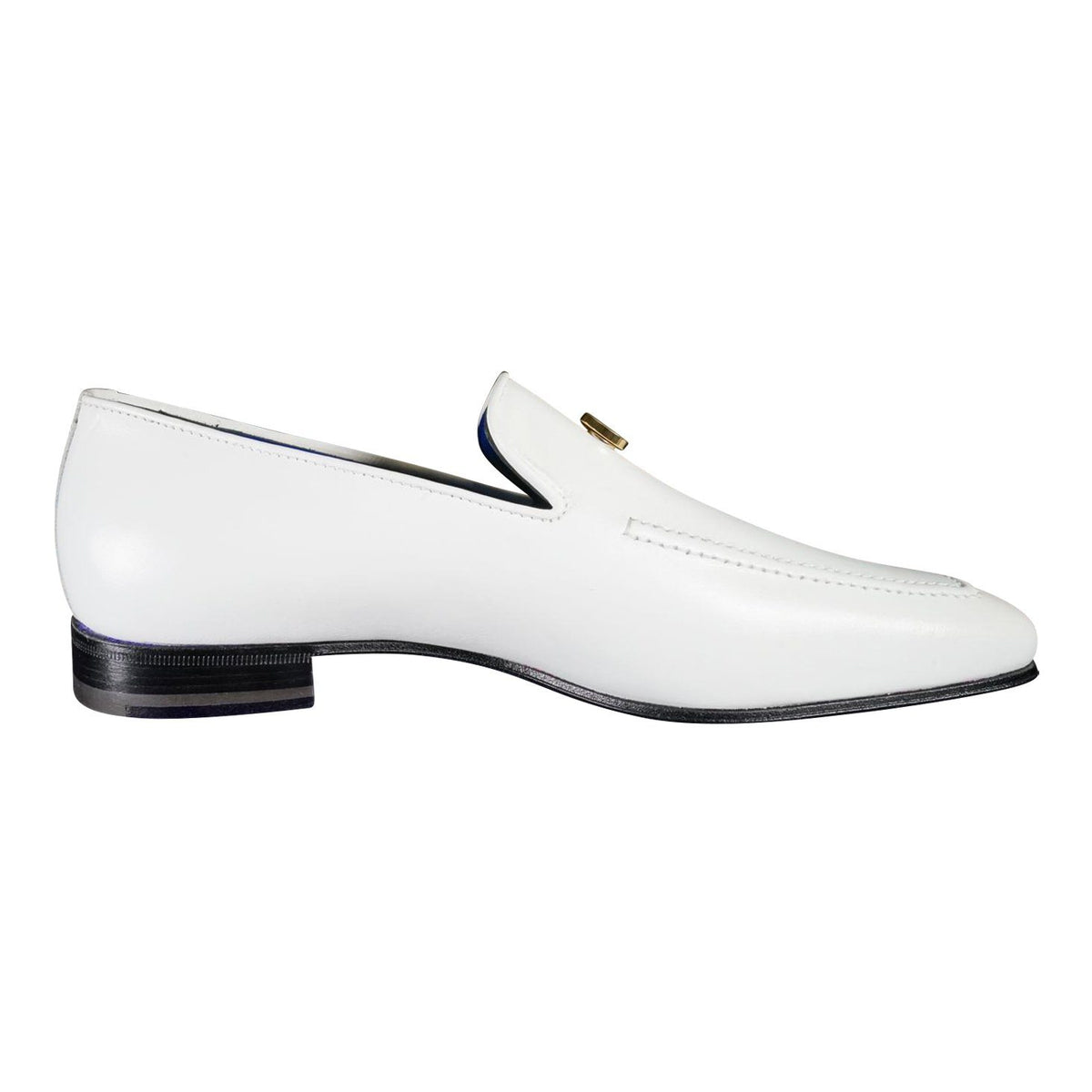 Bianco With Yellow Gold Hardware Leather Loafers-9