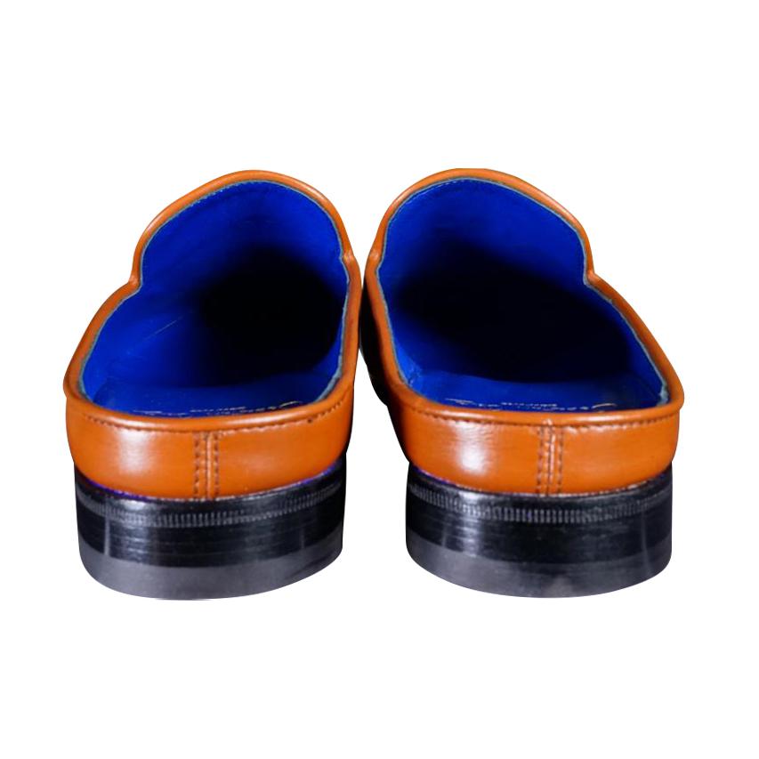 Caramello With Rose Gold Hardware Leather Slippers-9