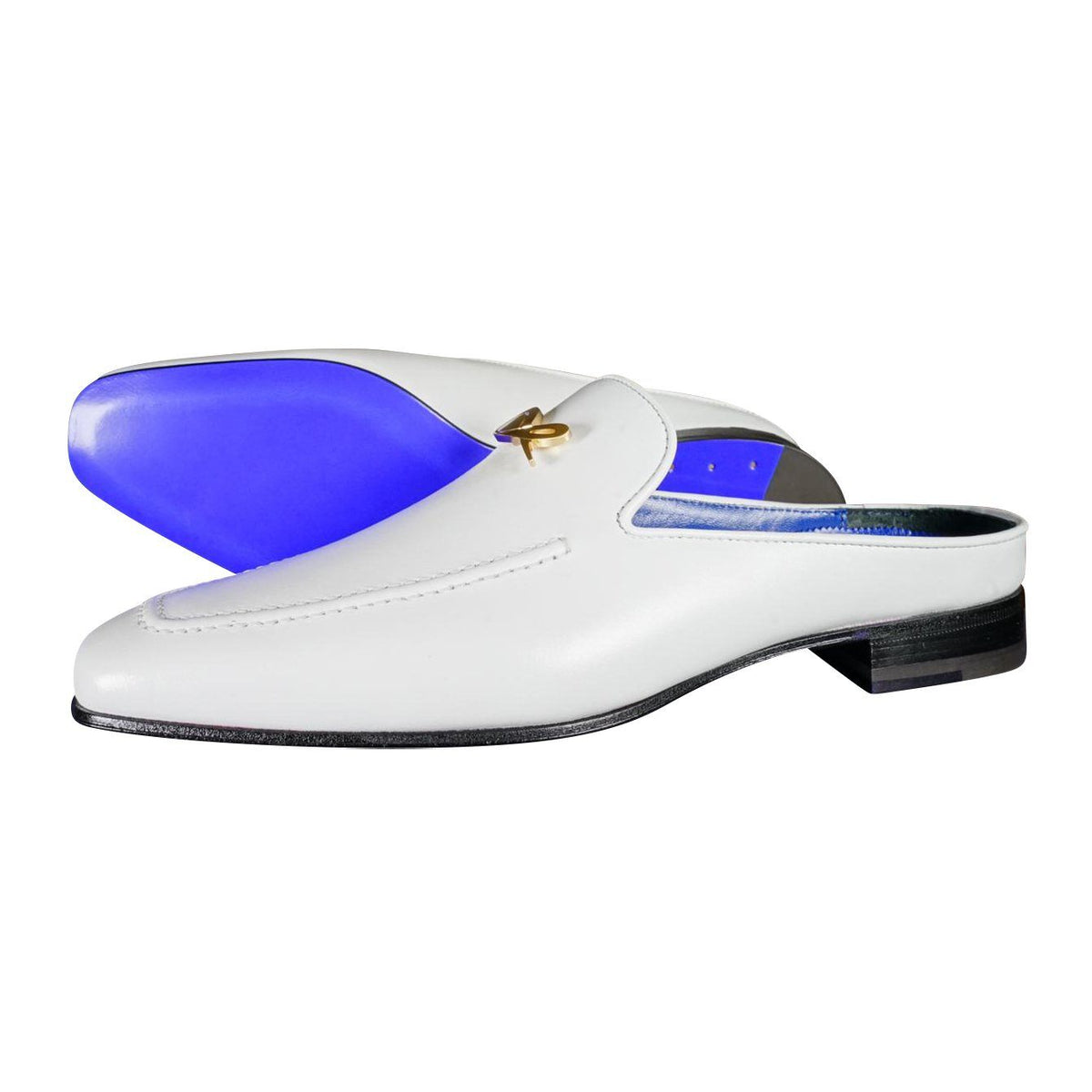 Bianco With Yellow Gold Hardware Leather Slippers-1