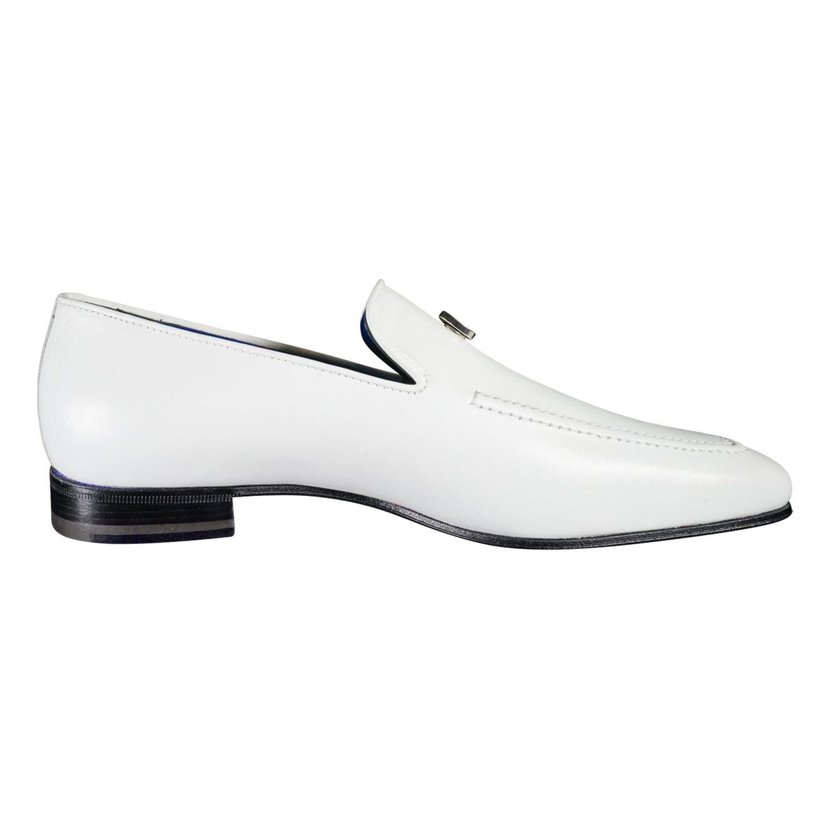 Bianco With Silver Hardware Leather Loafers-8