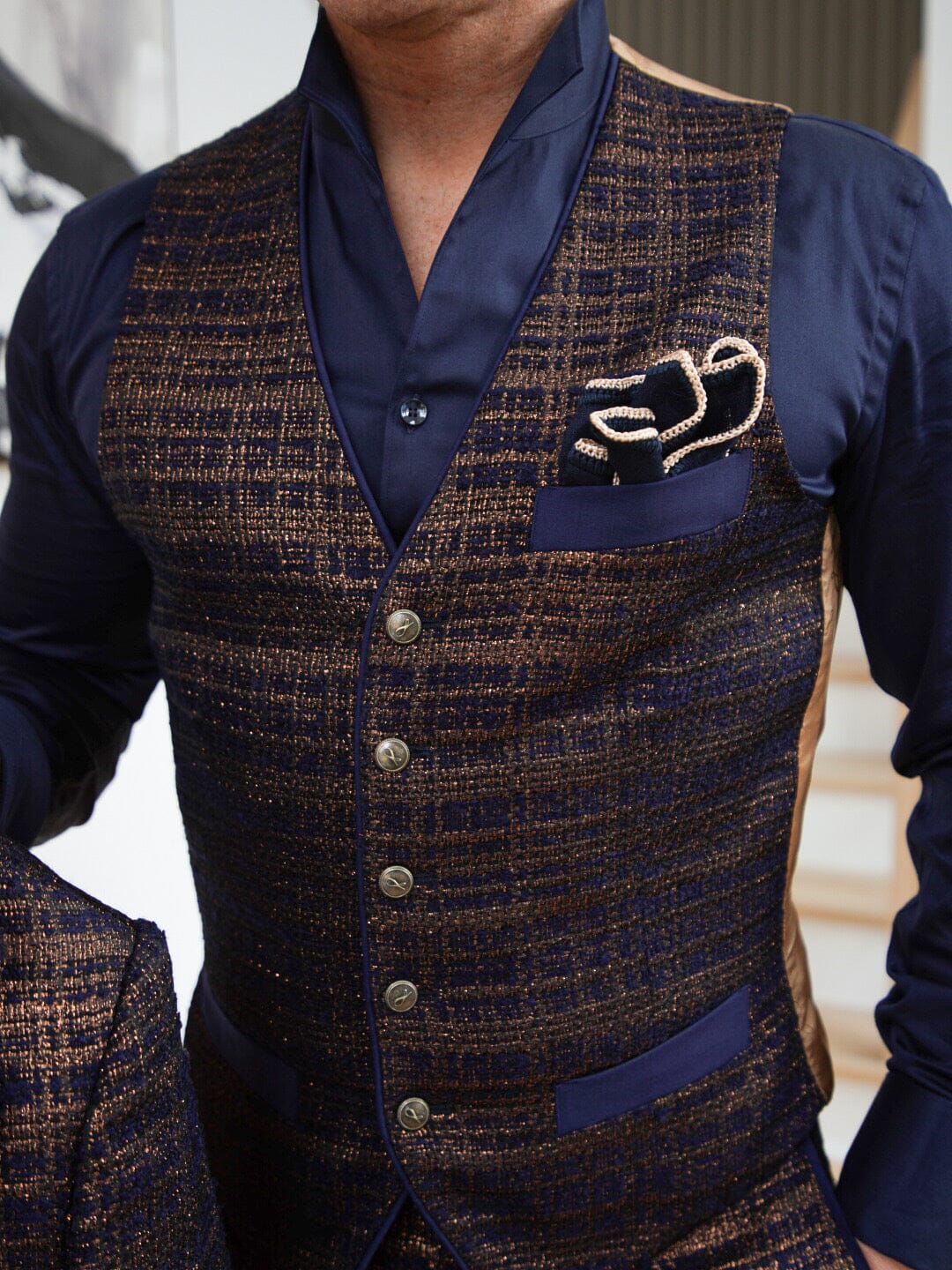 Midnight Bronze Boucle Ciottoli Waistcoat @ The Vault-2