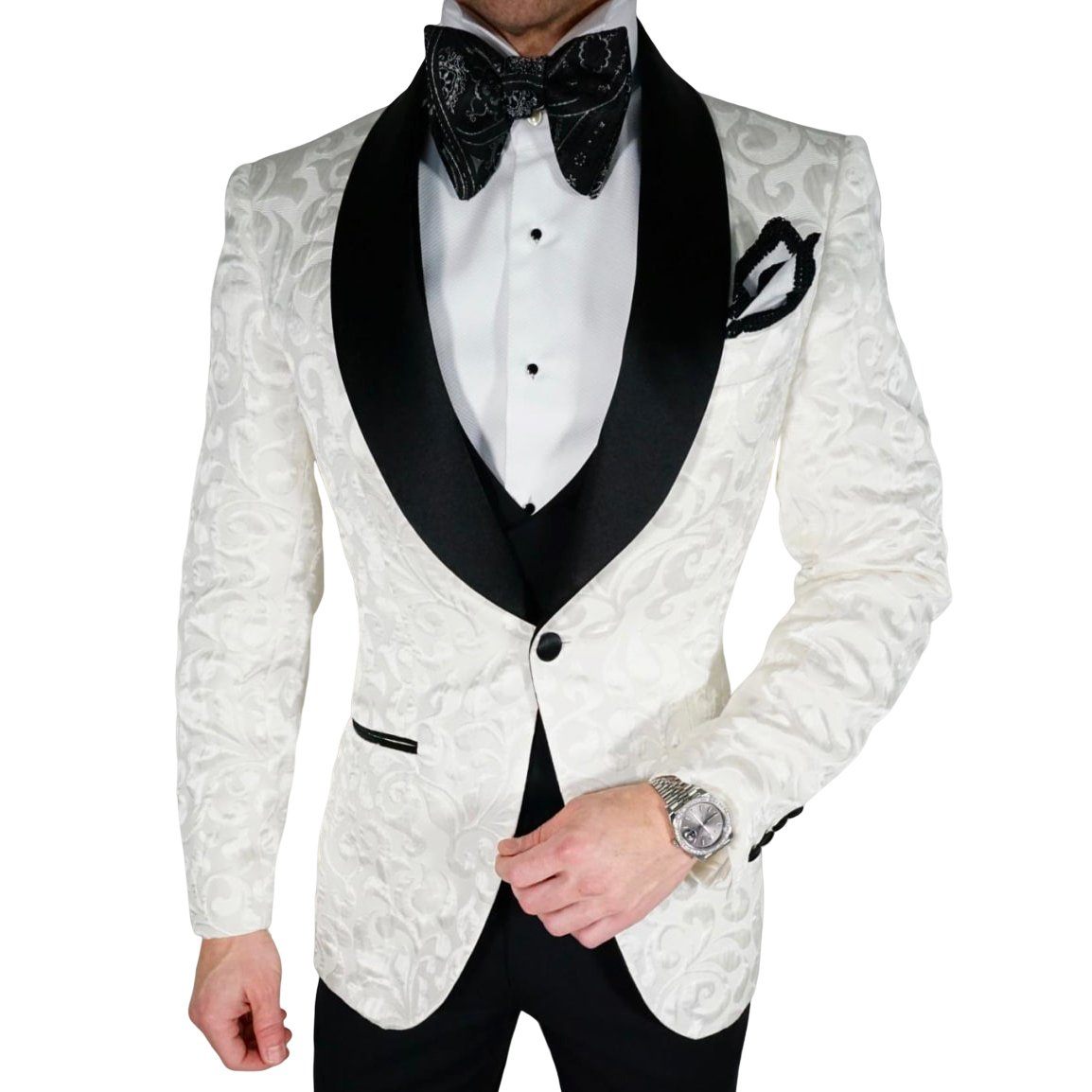 Vanilla & Black Paisley Dinner Jacket-3