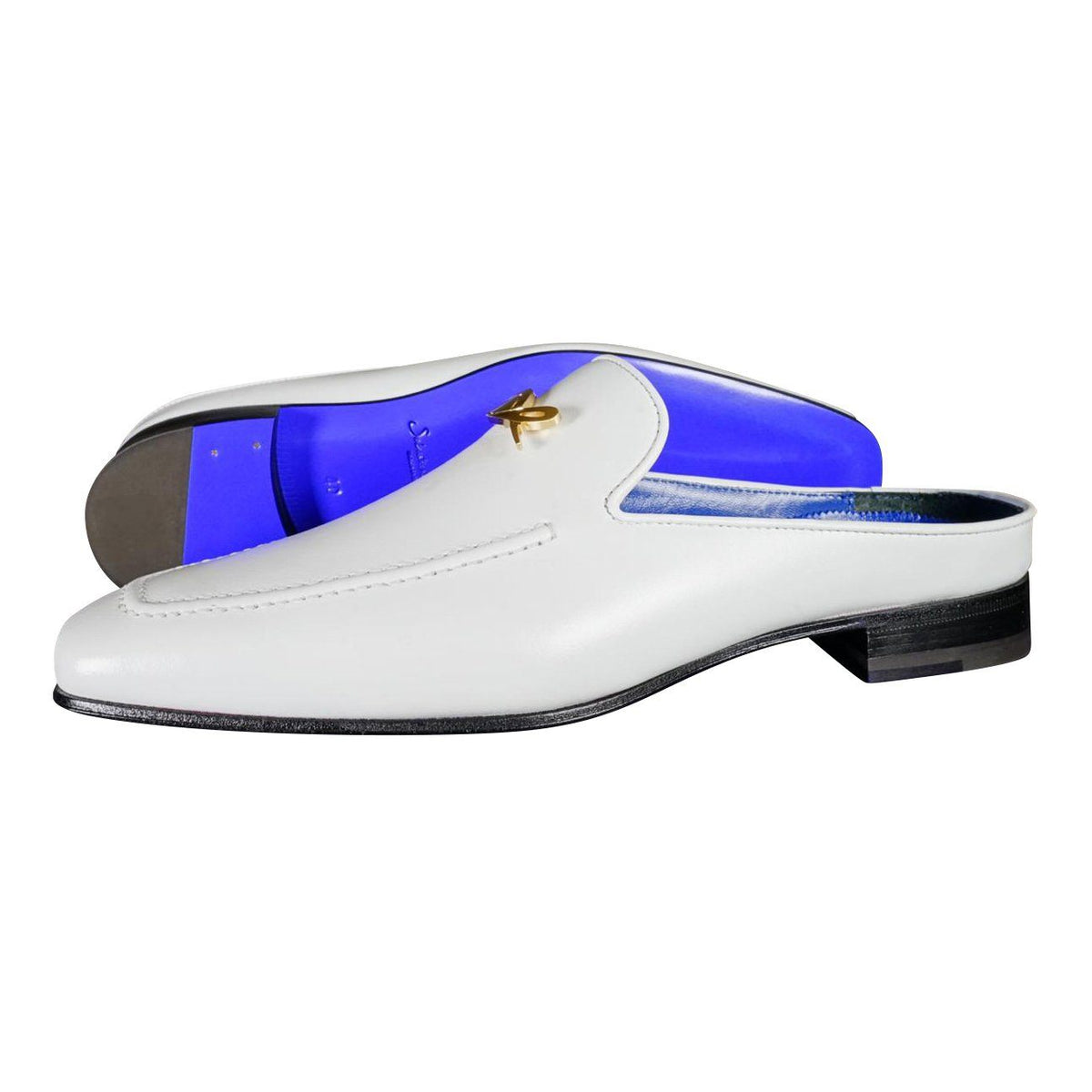 Bianco With Yellow Gold Hardware Leather Slippers-2