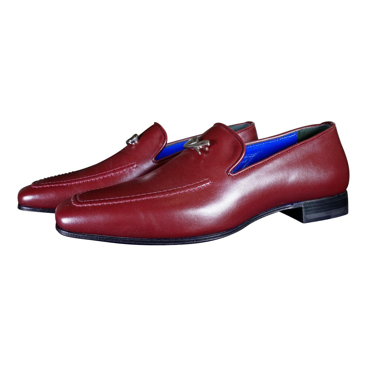 Bordo With Silver Hardware Leather Loafers-4