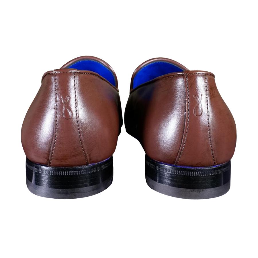 Cacao With Rose Gold Hardware Leather Loafers-8