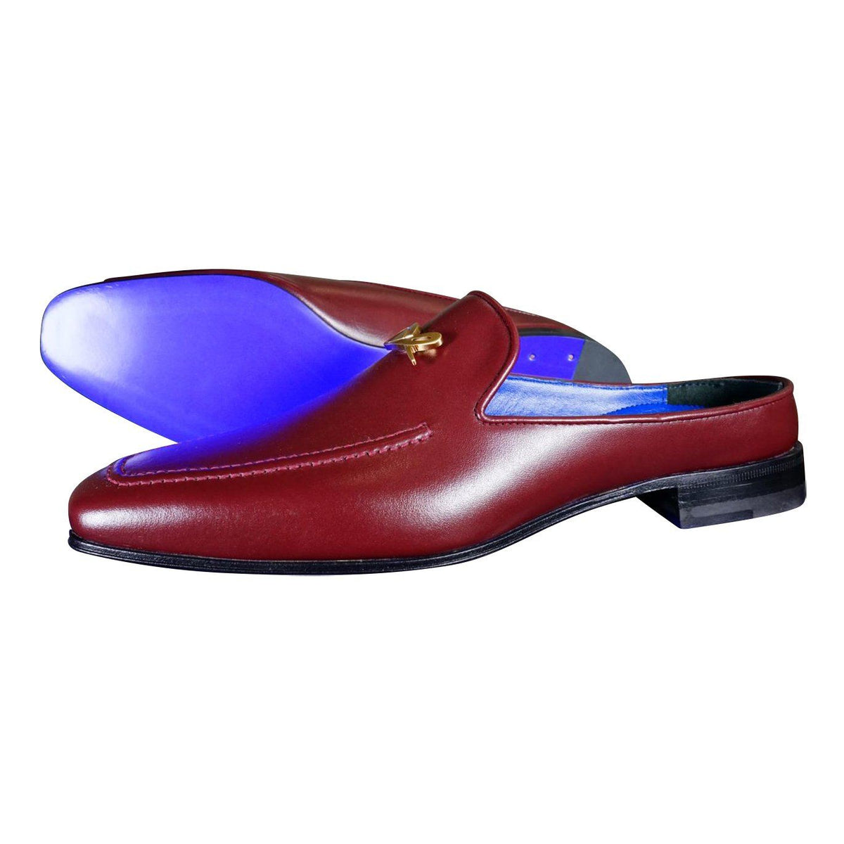 Bordo With Yellow Gold Hardware Leather Slippers-1