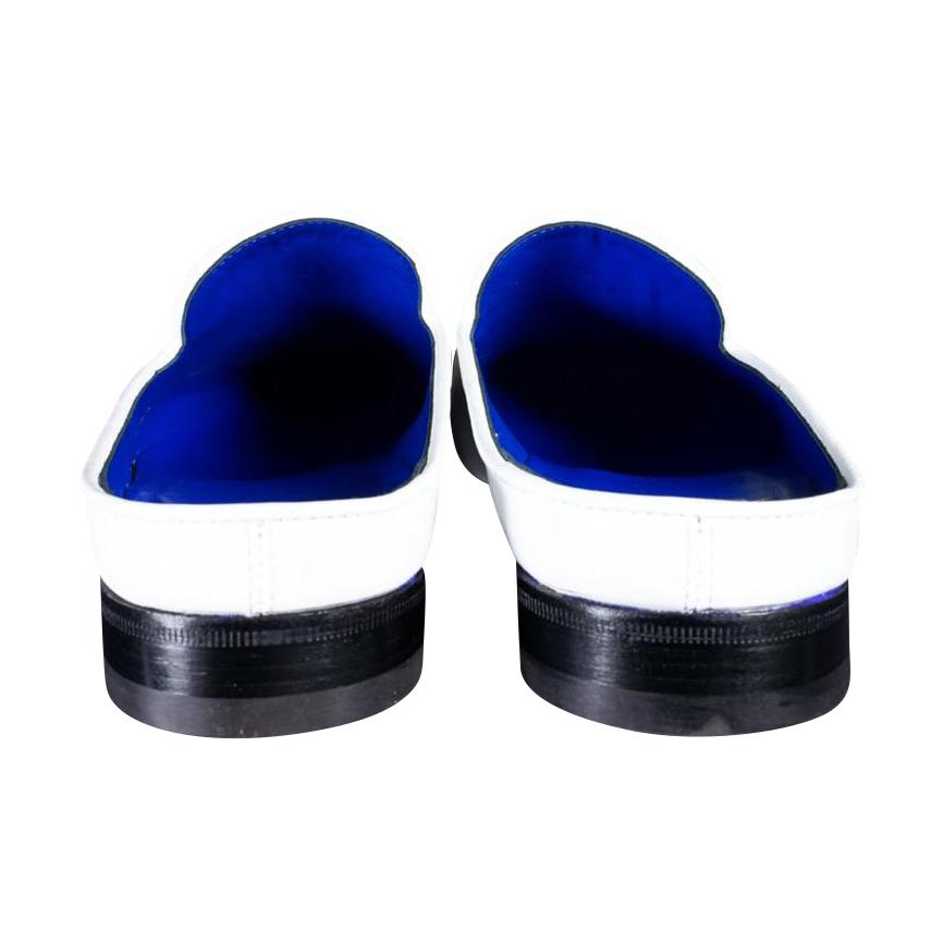 Bianco With Yellow Gold Hardware Leather Slippers-9