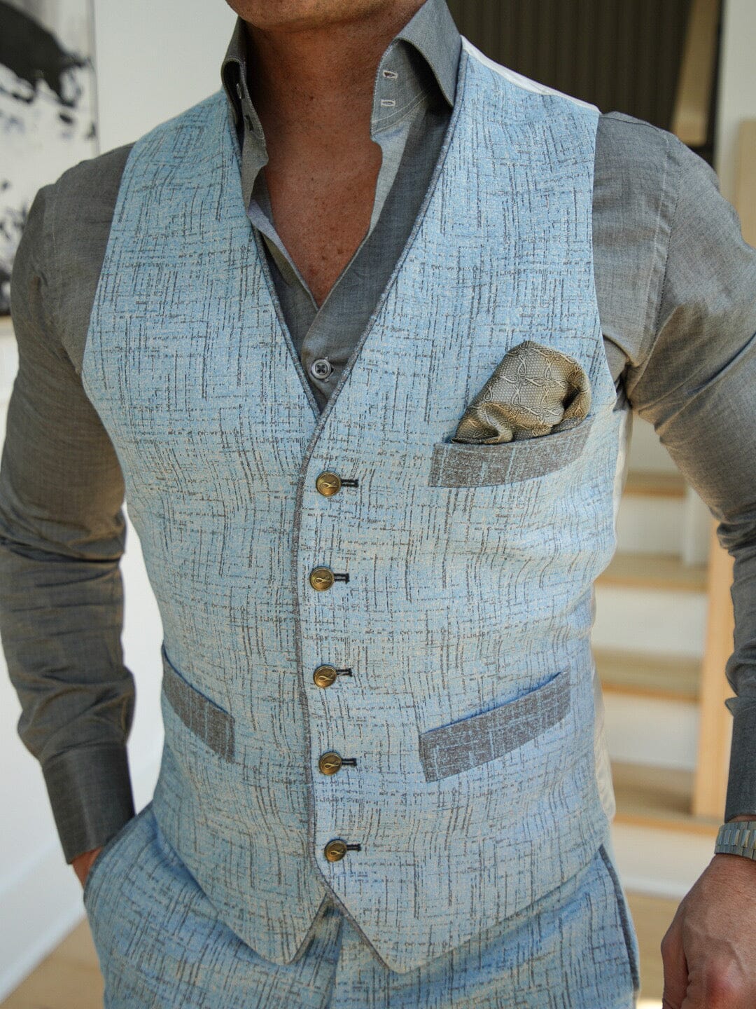 Azzurro Titanium Naked Ciottoli Waistcoat @ The Vault