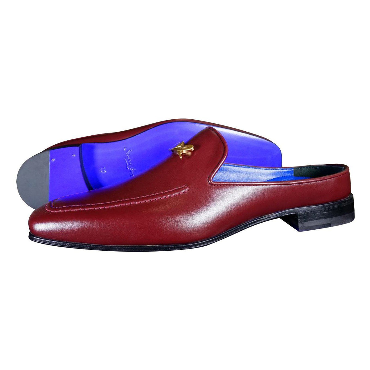 Bordo With Yellow Gold Hardware Leather Slippers-2