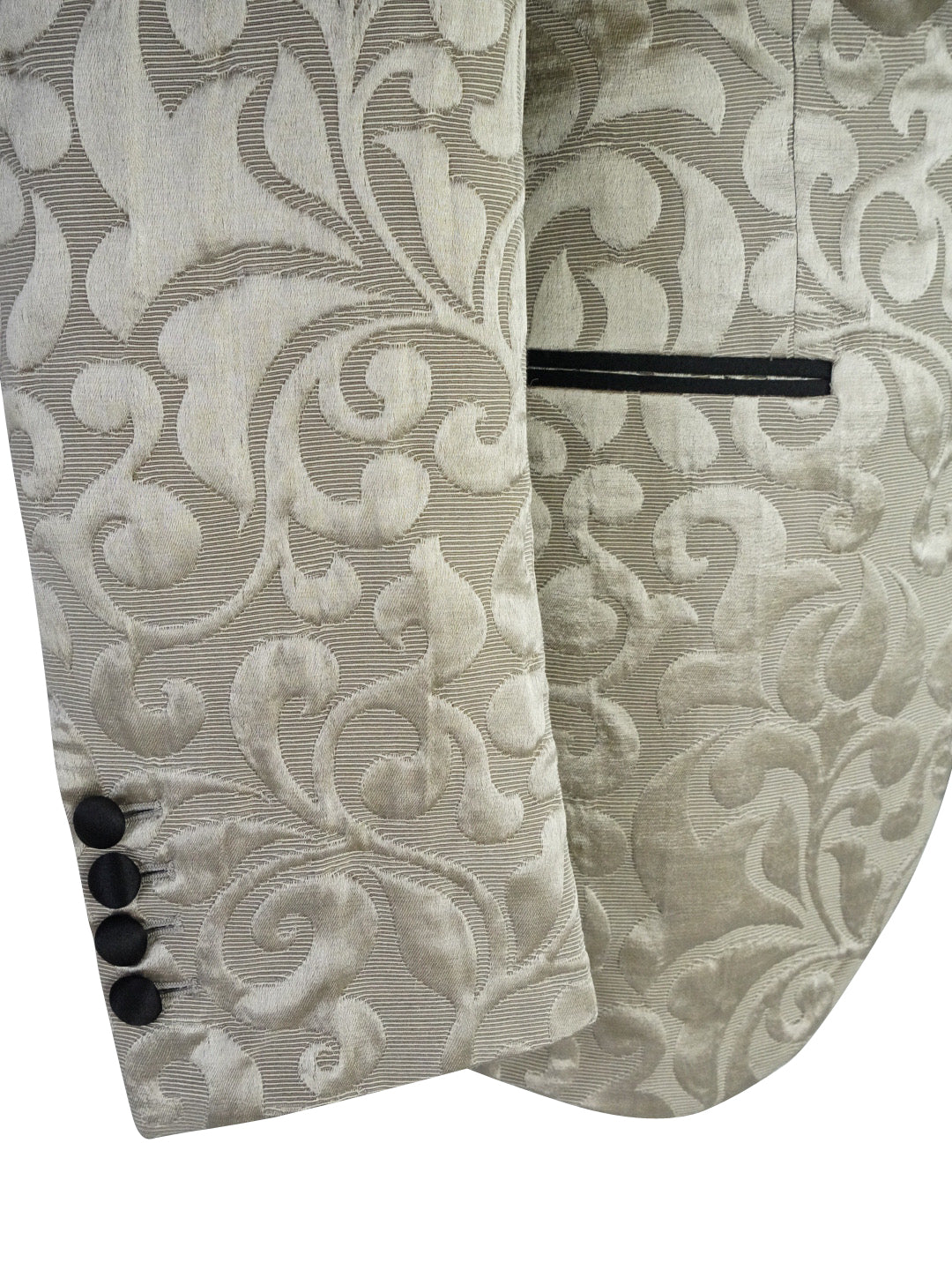 Champagne Oro and Black Paisley Dinner Jacket-6
