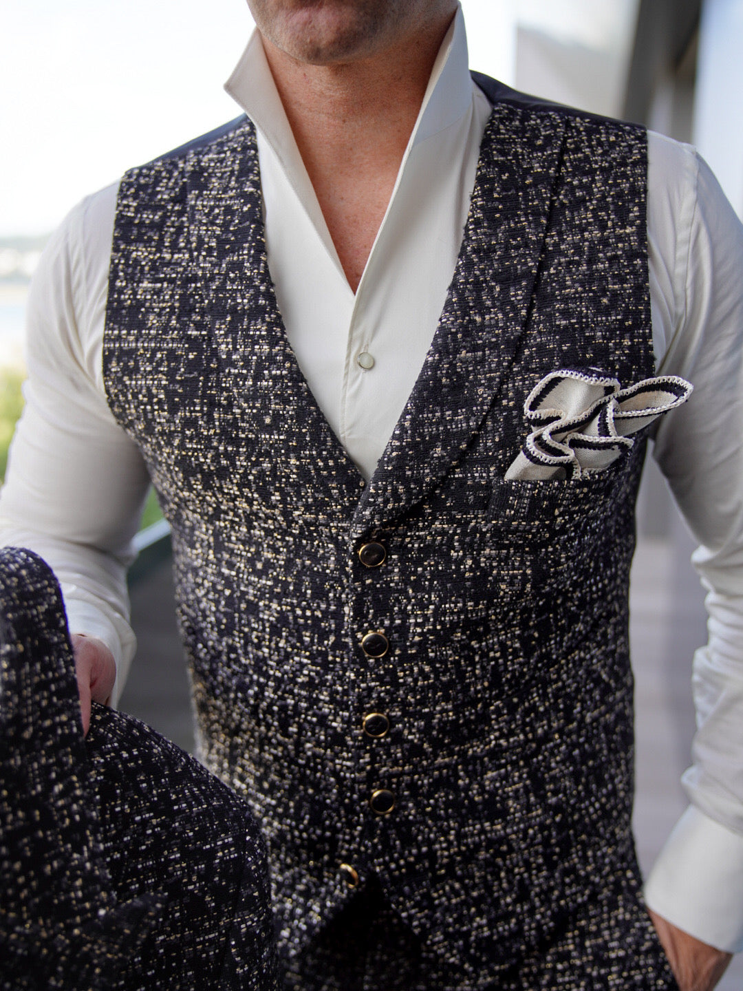 Onyx Oro Tweed Ciottoli Waistcoat