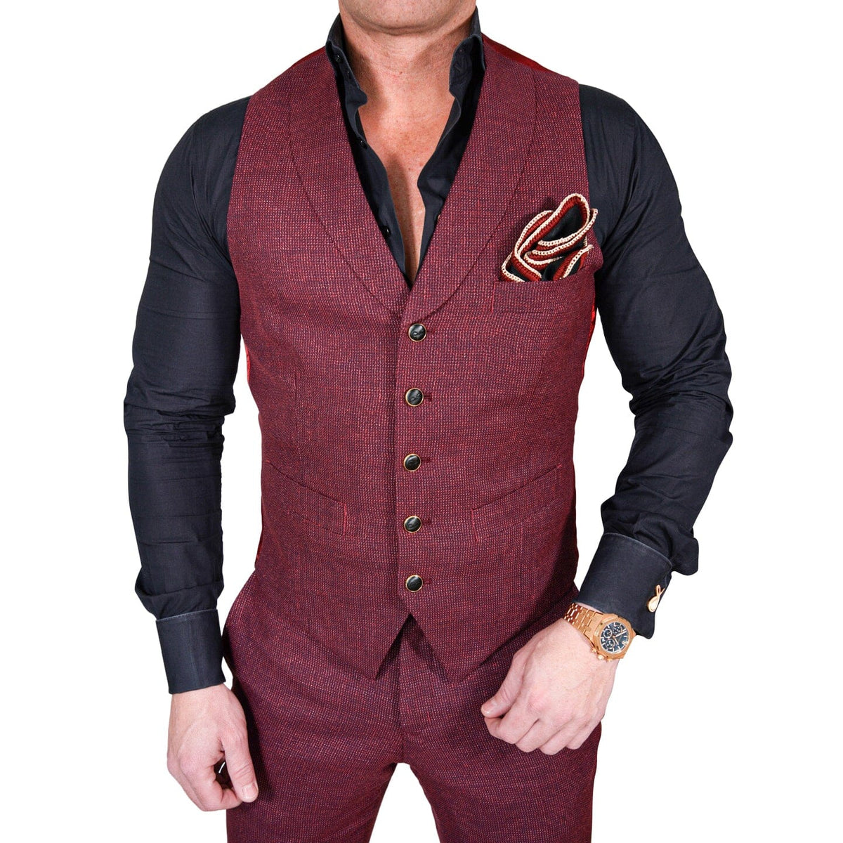 Midnight Marrone Tweed Ciottoli Waistcoat @ The Vault-1