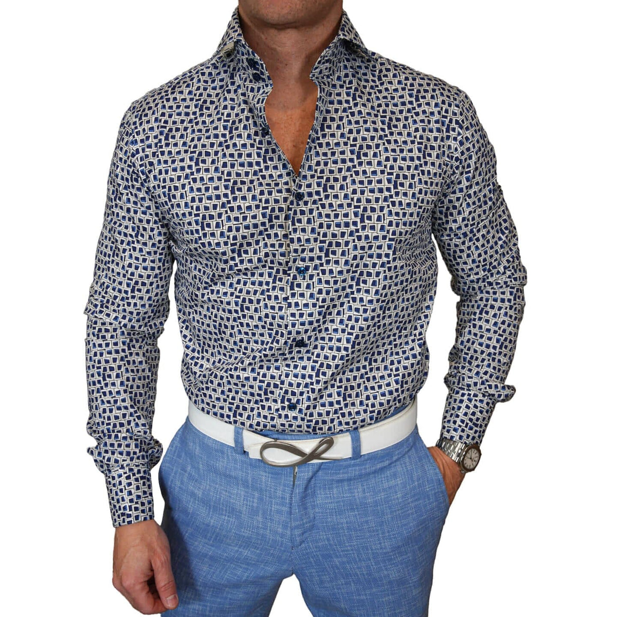 Blu Quadri Dress Shirt-1
