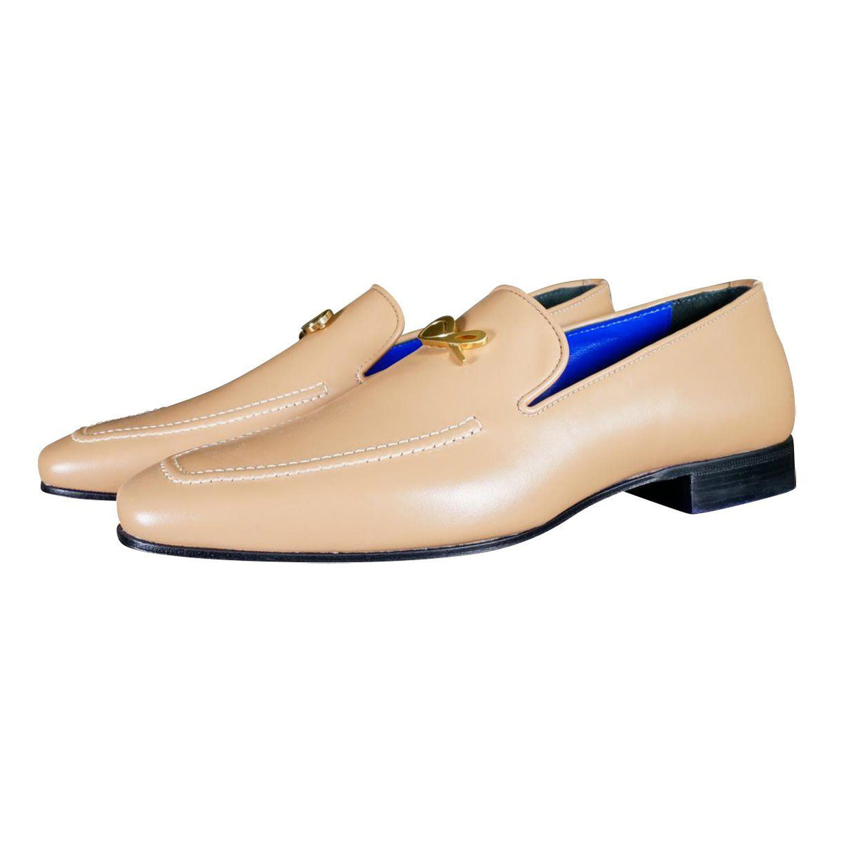 Latte With Yellow Gold Hardware Leather Loafers @ The Vault-3