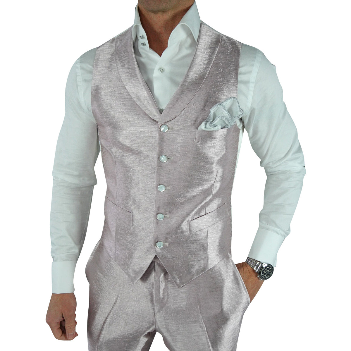 Pastel Pink Glassa Ciottoli Waistcoat @ The Vault