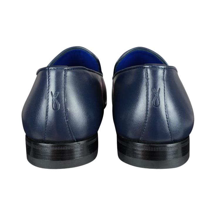 Classica Blu Mezzanotte With Yellow Gold Hardware Leather Loafer @ The Vault-9