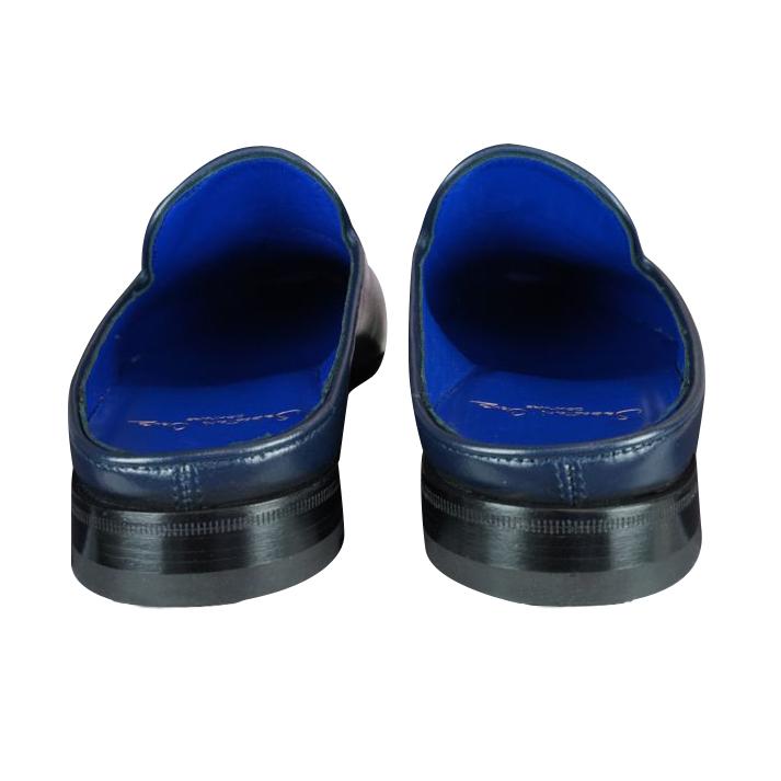 Classica Blu Mezzanotte With Yellow Gold Hardware Leather Slipper-9