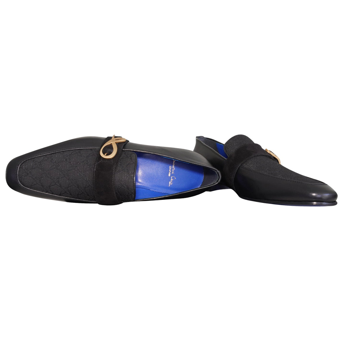 Raven Nero Logo Monk Loafers With Yellow Gold Buckle @ The Vault-8