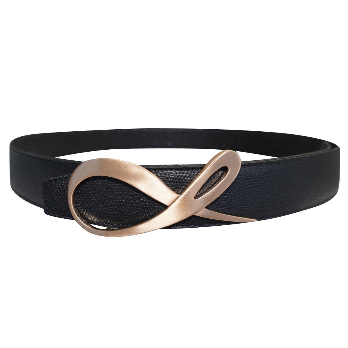 Black Pebbled Diamante Rose Gold Belt