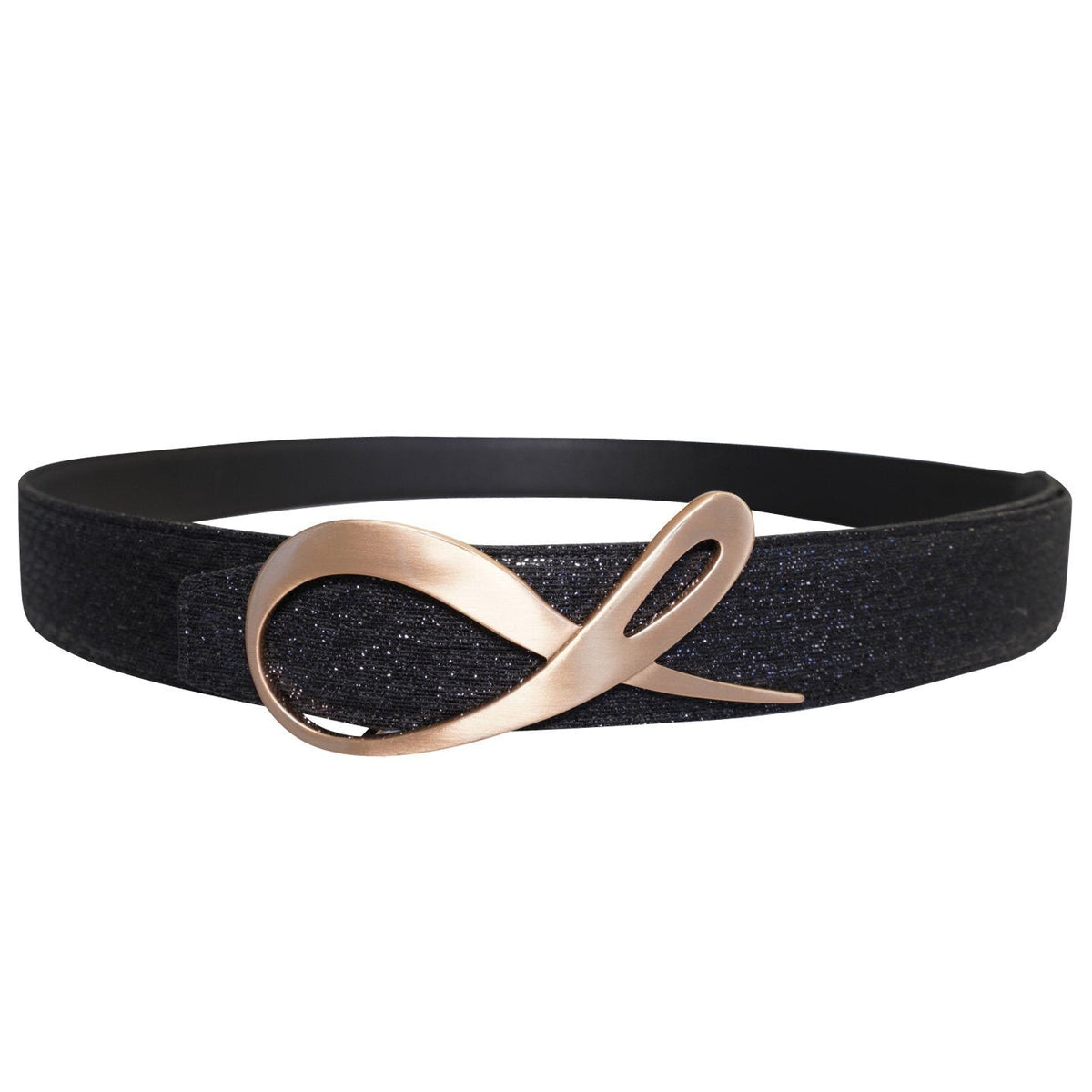 Black Pebbled Diamante Rose Gold Belt
