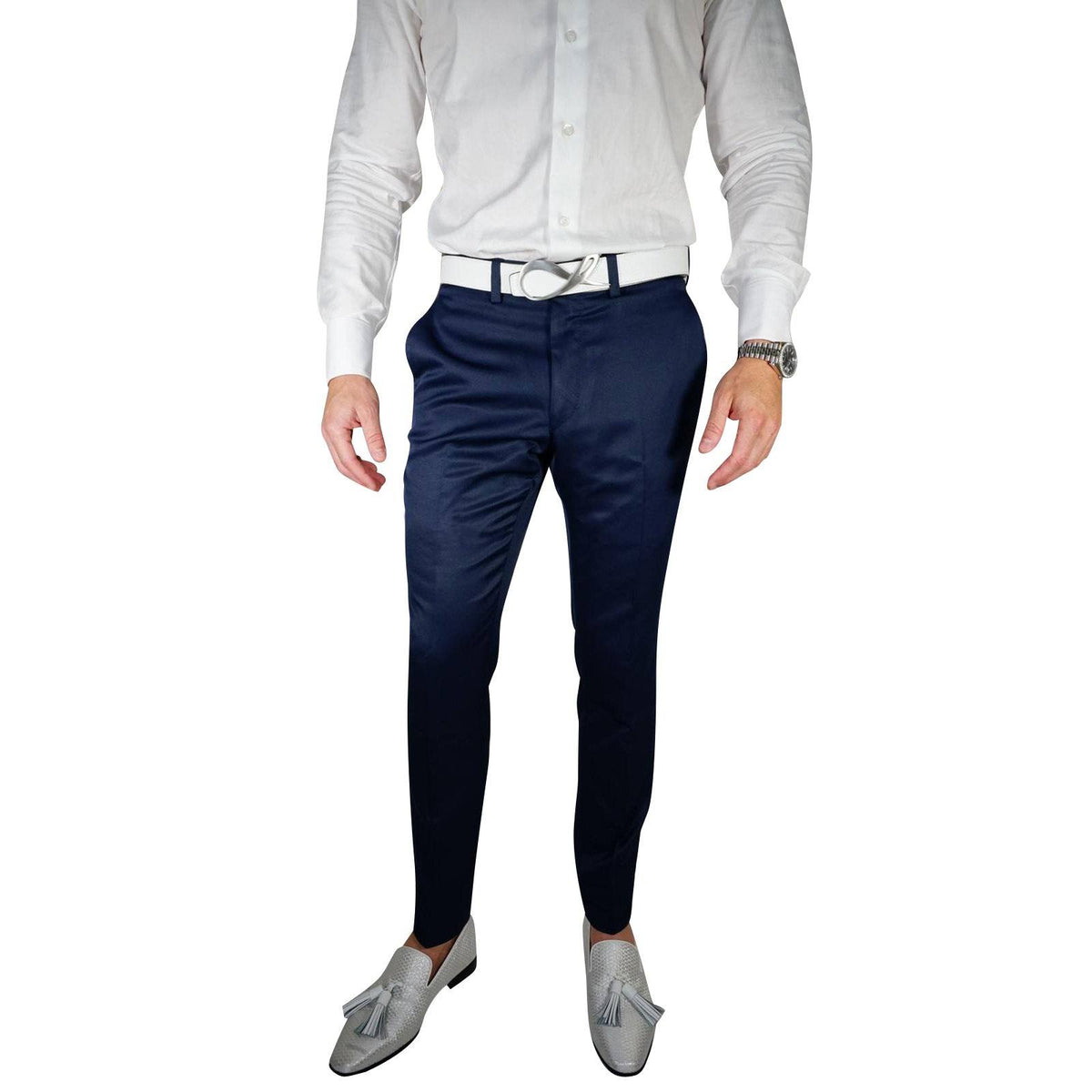 Navy Blue Lucentezza Trousers-3
