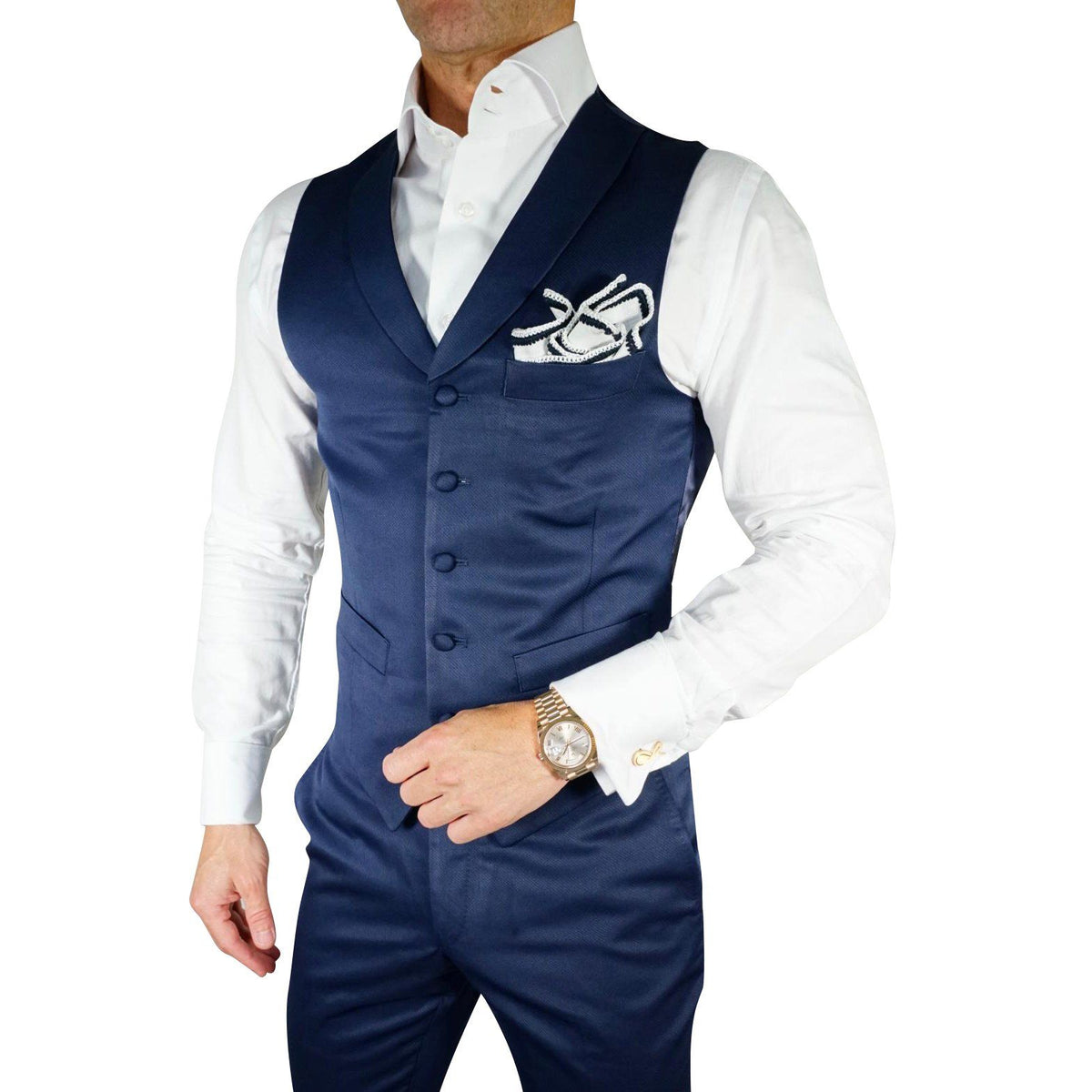 Navy Blue Lucentezza Ciottoli Waistcoat @ The Vault-1