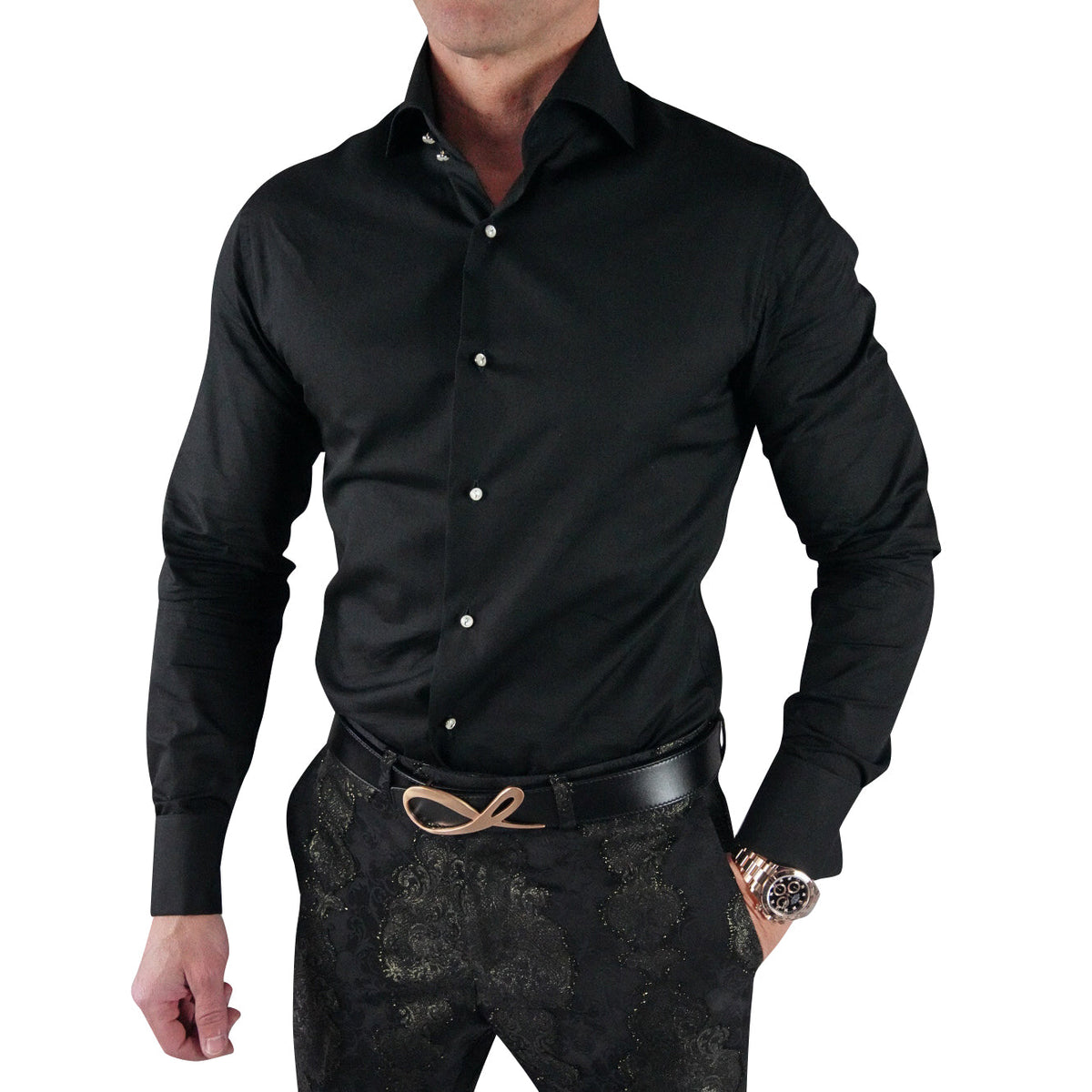 Black Classico Signature Tuxedo Shirt-1