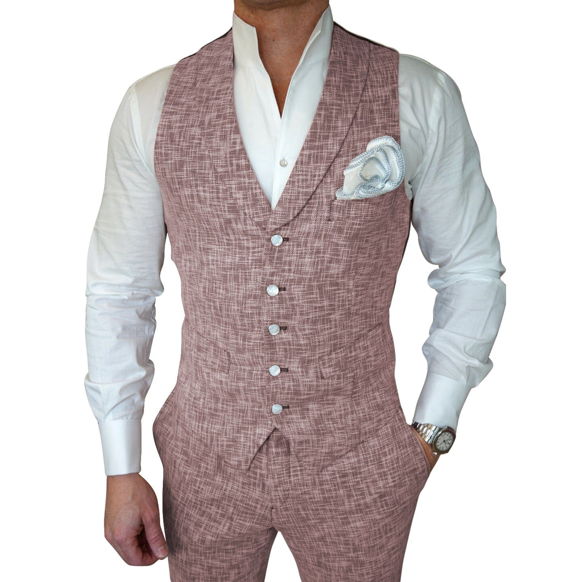 Faded Alizarin Tweed Ciottoli Waistcoat