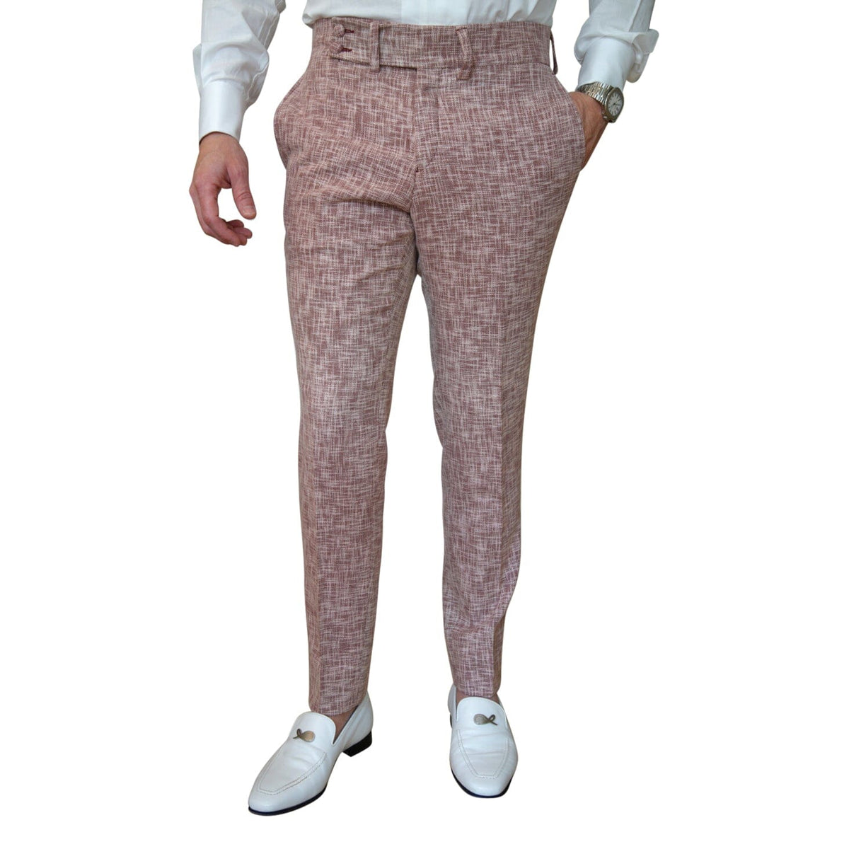 Faded Alizarin Lino Tweed Trousers @ The Vault