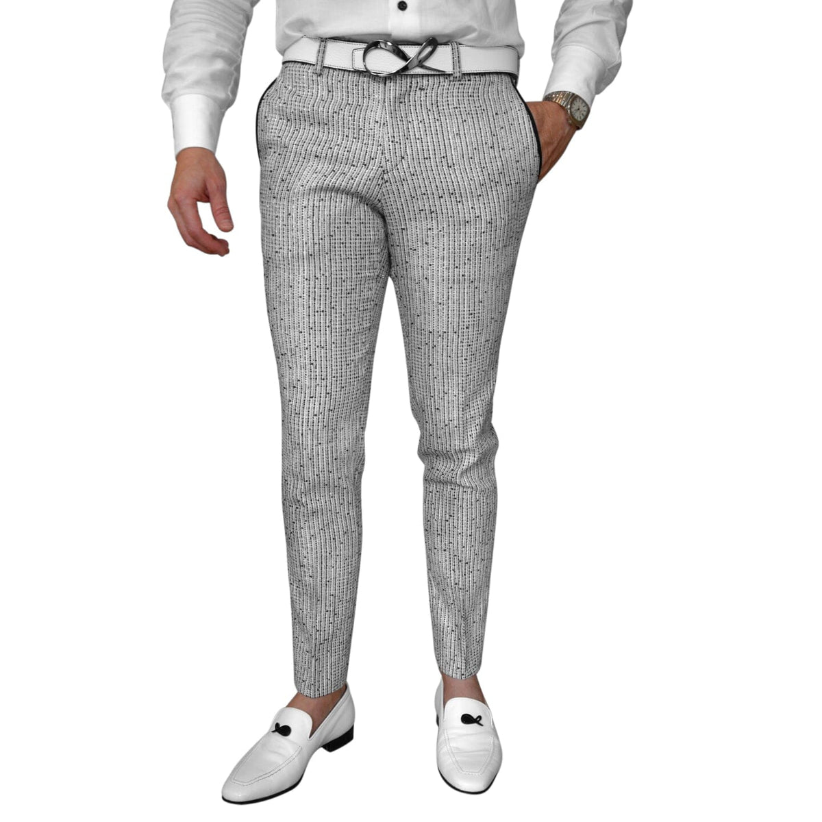 Nero Tweed Paillette Trousers