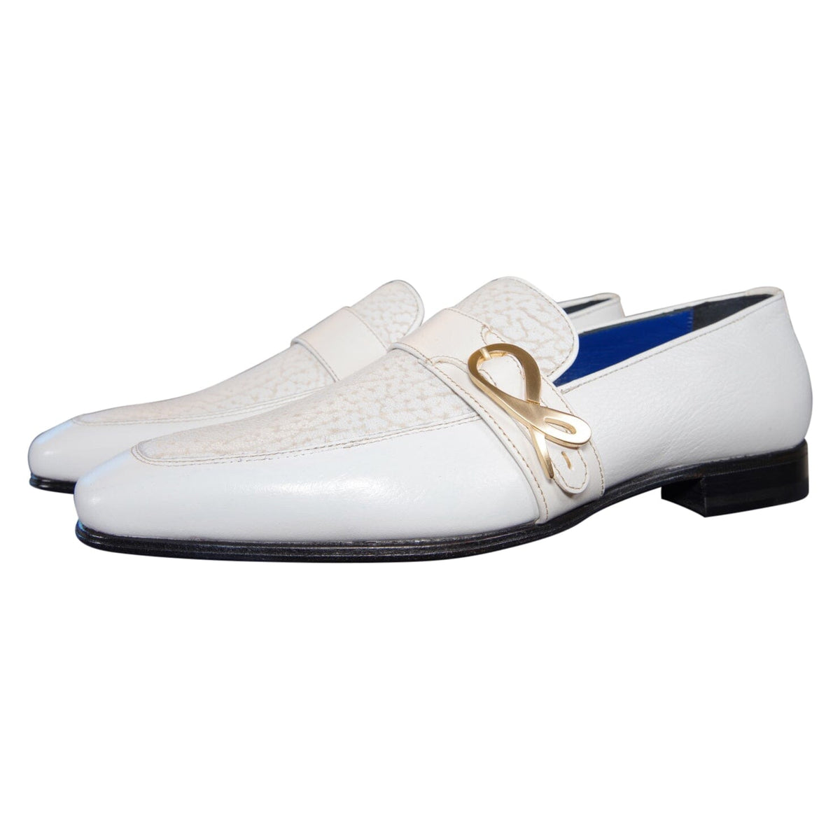 White Piega Monk Yellow Gold Loafer-4