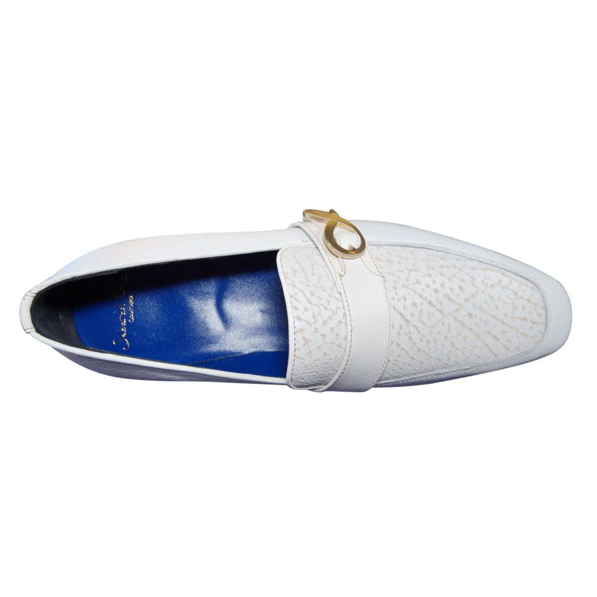 White Piega Monk Yellow Gold Loafer-7