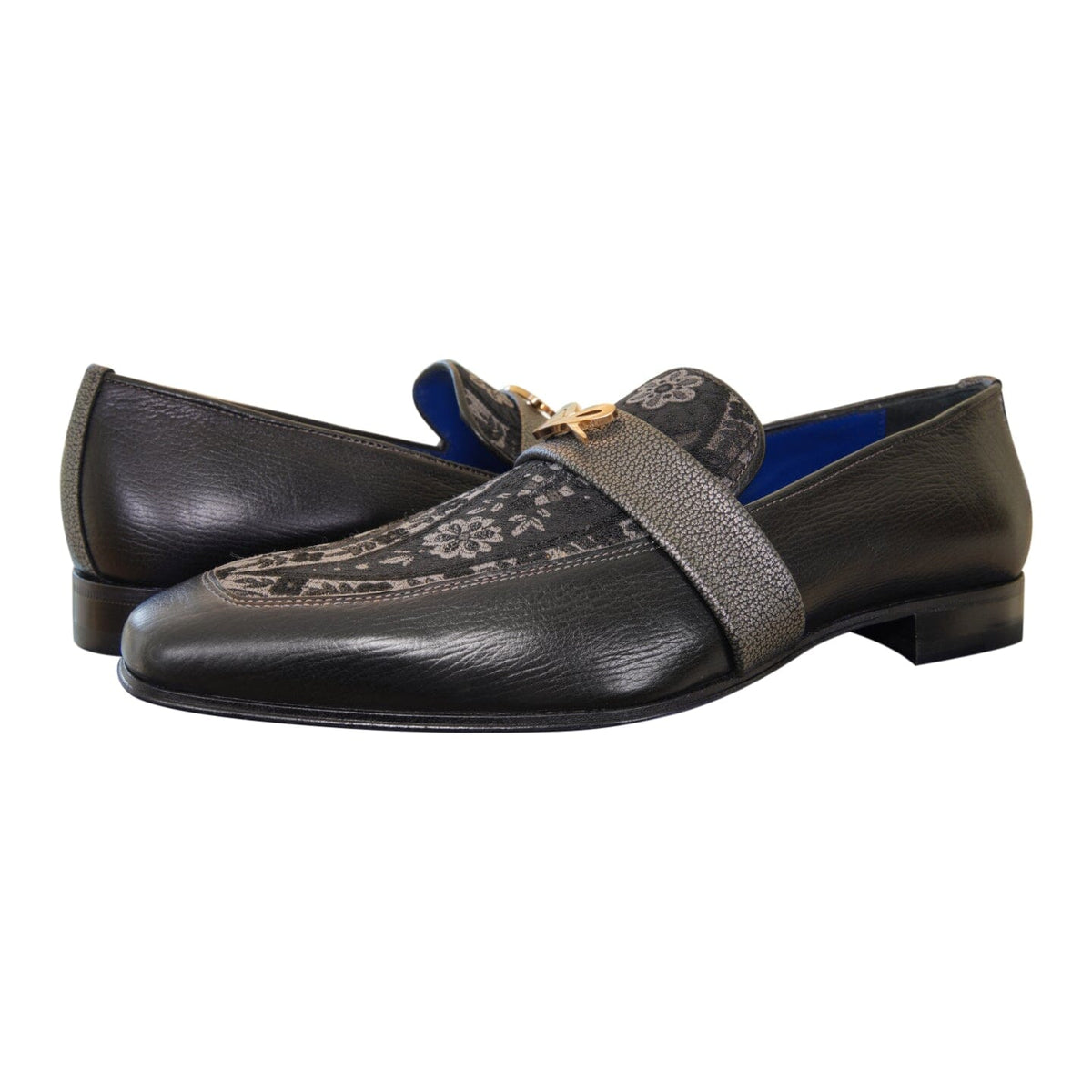 Nero Gunmetal Paisley With Yellow Gold Hardware Loafer-3