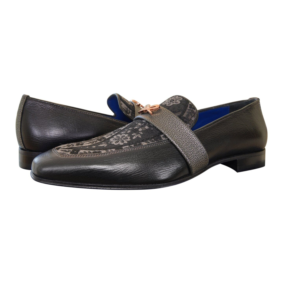 Nero Gunmetal Paisley With Rose Gold Hardware Loafer-3